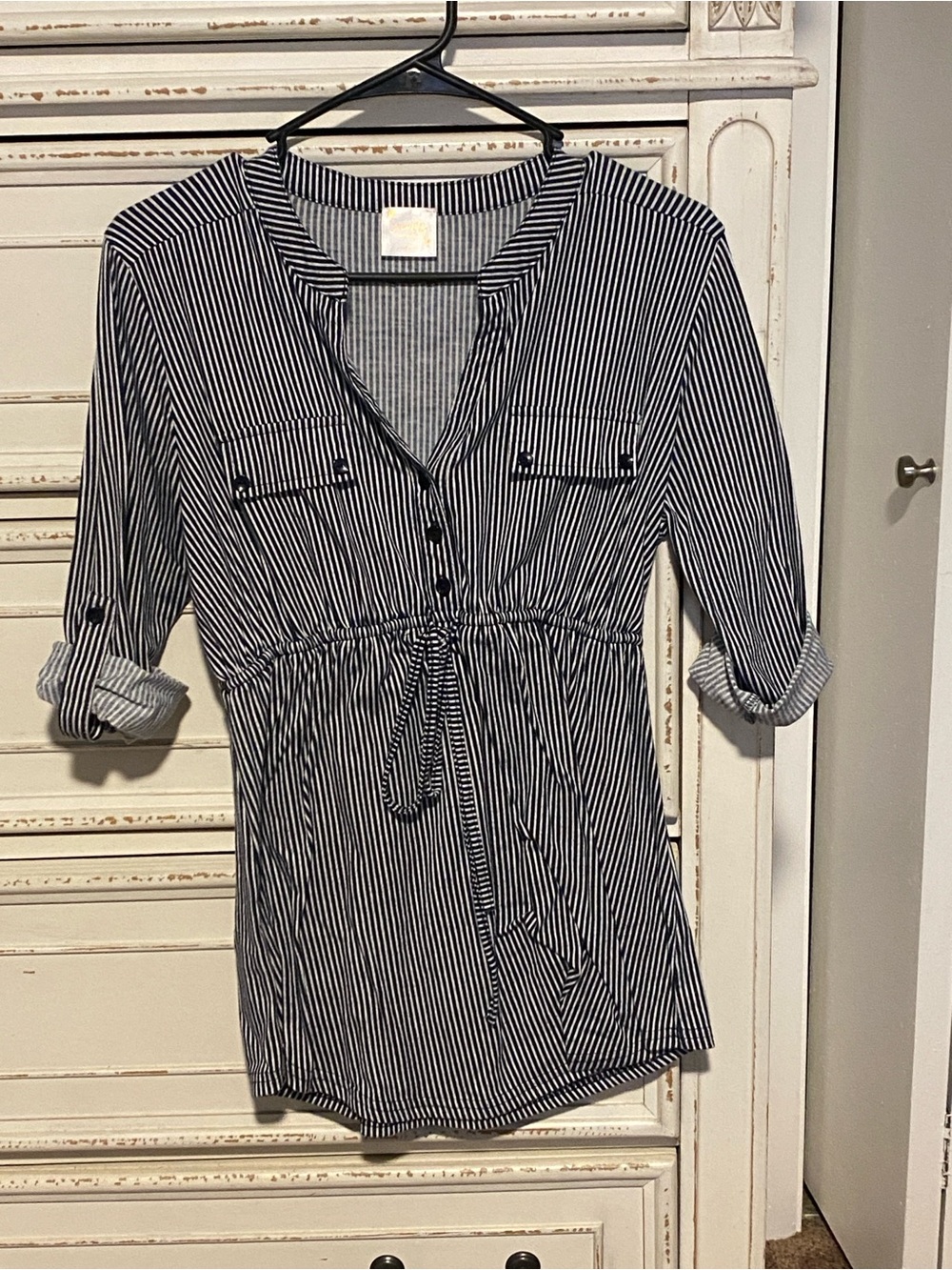 Siren Lily Black and White Striped Drawstring Tunic